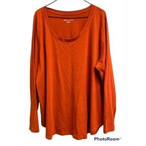Ava & Viv Scoop Neck Long Sleeve Rust Colored Shirt, Sz 2X